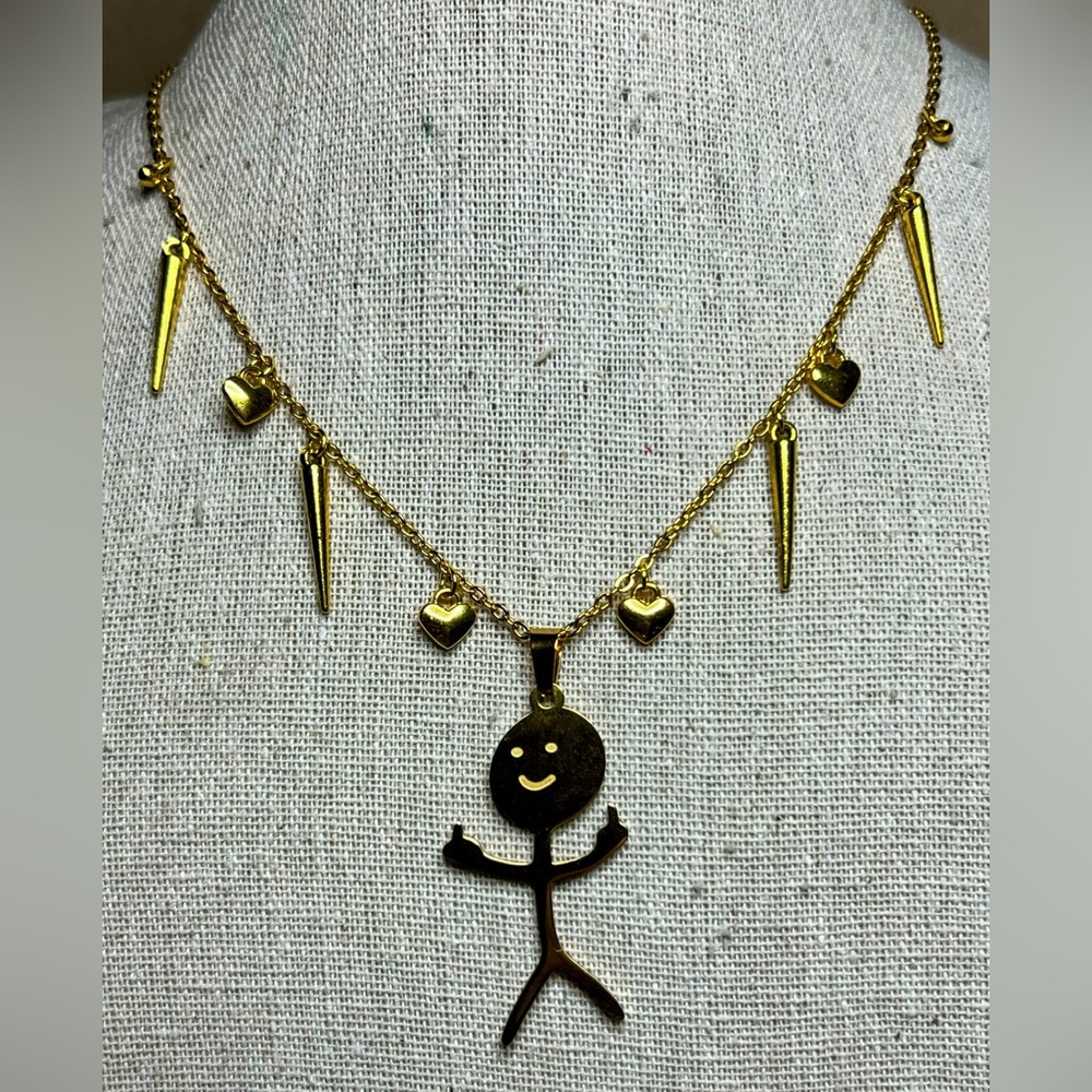 F**k you doodle with a flair gold necklace